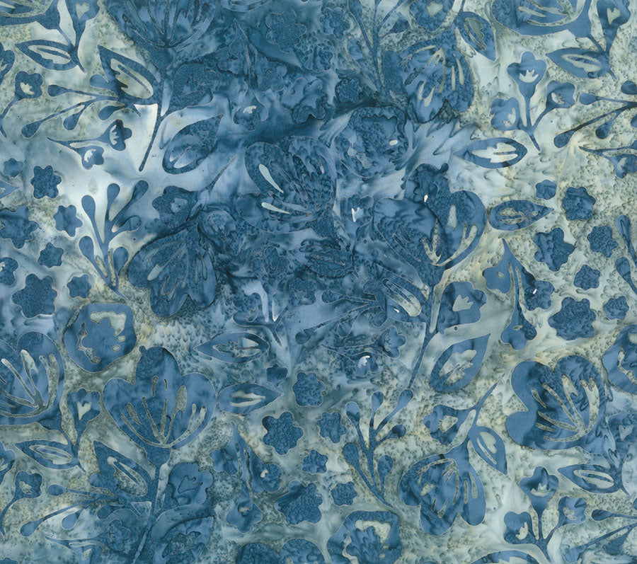 Fabric Northcott Denim Main Flower Blossom Banyan Batiks by the Quarter Yard 83490-44