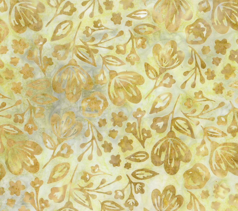 Fabric Northcott Gold Multi Main Flower Blossom Banyan Batiks by the Quarter Yard 83490-50