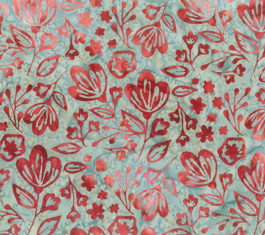 Fabric Northcott Gray Blue Main Flower Blossom Banyan Batiks by the Quarter Yard 83490-90