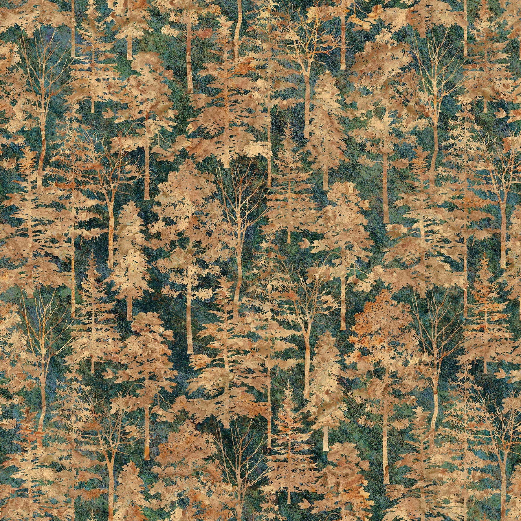 Fabric Northcott Green Trees Rooted Stonehenge by the Quarter Yard DP28767-69