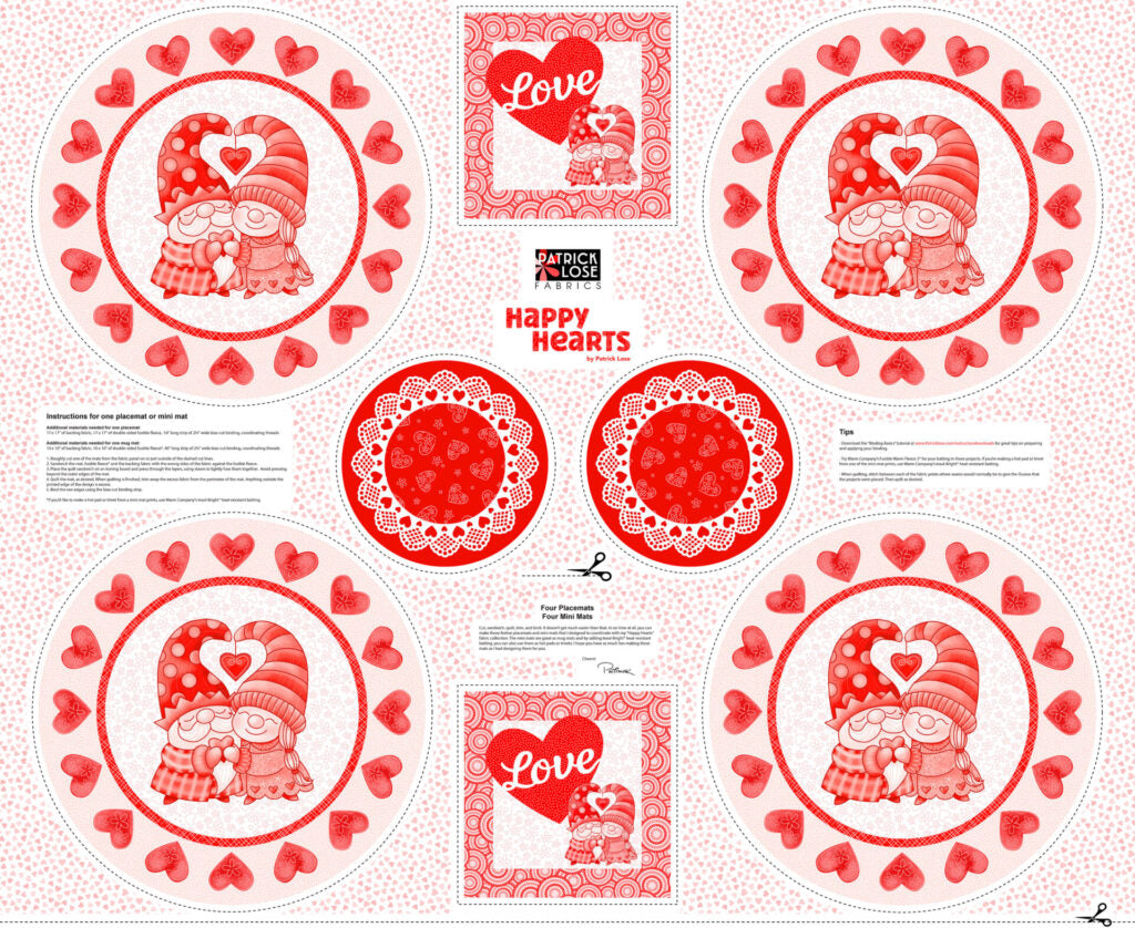 Fabric Northcott Happy Hearts Placemats Panel 10677-21