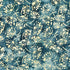 Pattern of white floral shapes on a blue watercolor background