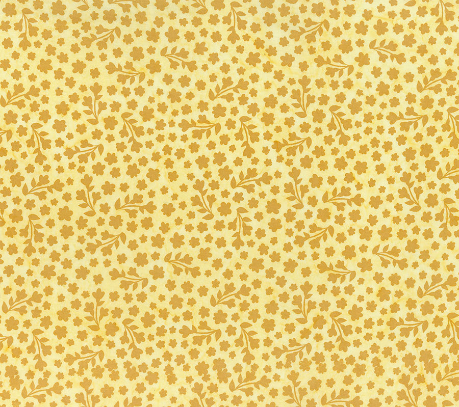 Fabric Northcott Light Yellow Scatter Flower Blossom Banyan Batiks by the Quarter Yard 83491-51