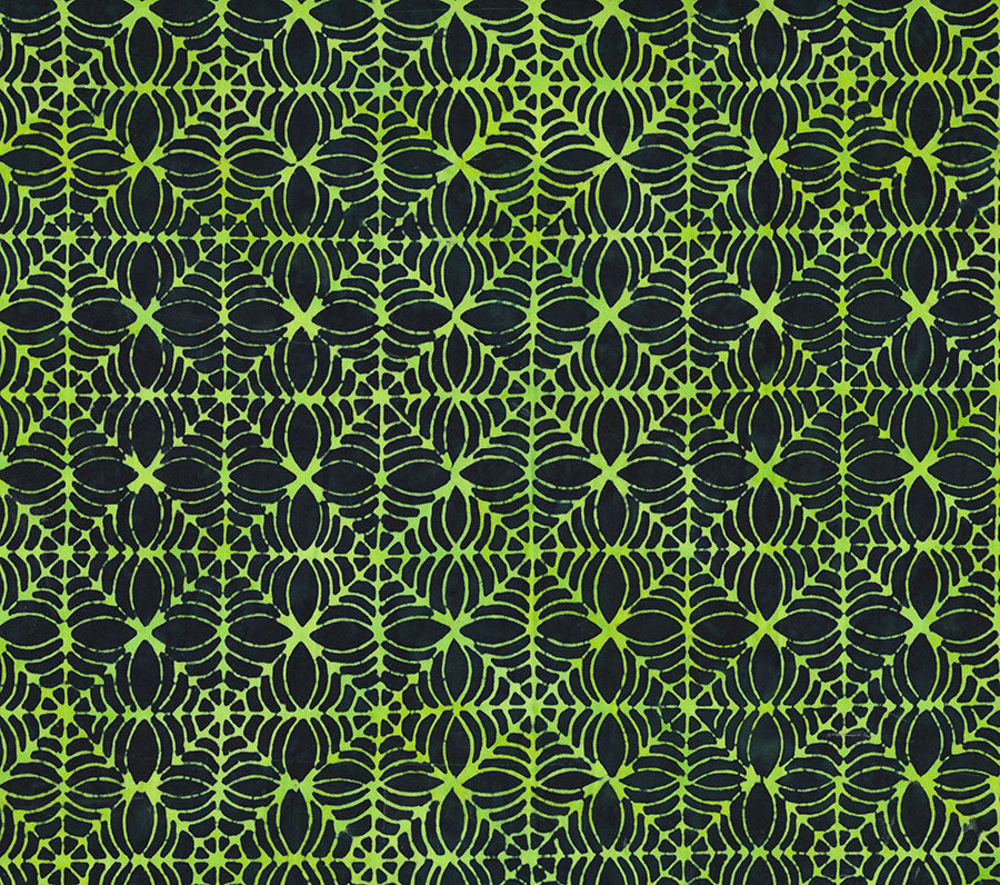 Fabric Northcott Lime Light Spider Web Happy Haunting Banyan Batiks by the Quarter Yard 83709-71