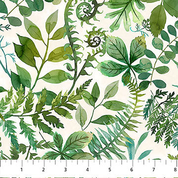 Fabric Northcott Multi Cream Leaves Luscious by the Quarter Yard DP28751-11
