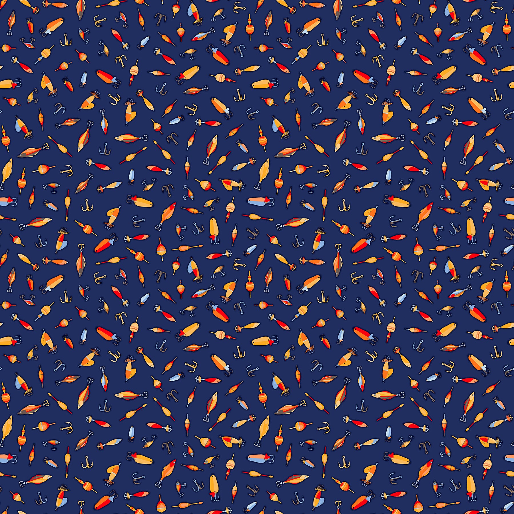 Fabric Northcott Multi Lures Camping Therapy by the Quarter Yard 10629-45