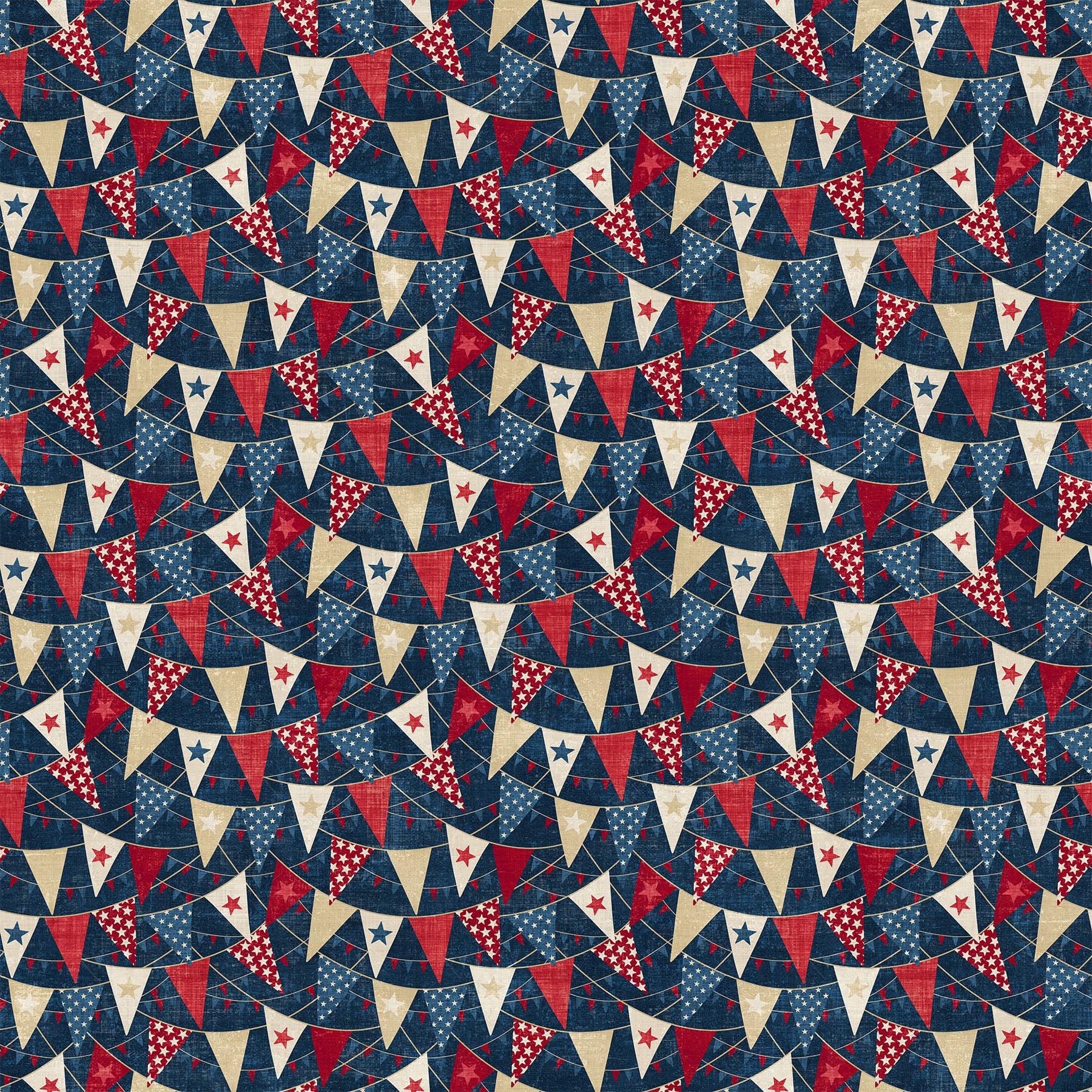 Fabric Northcott Navy Banners American Heartland by the Quarter Yard 28733-49