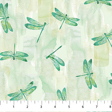 Fabric Northcott Pale Green Dragonflies Luscious by the Quarter Yard DP28754-72