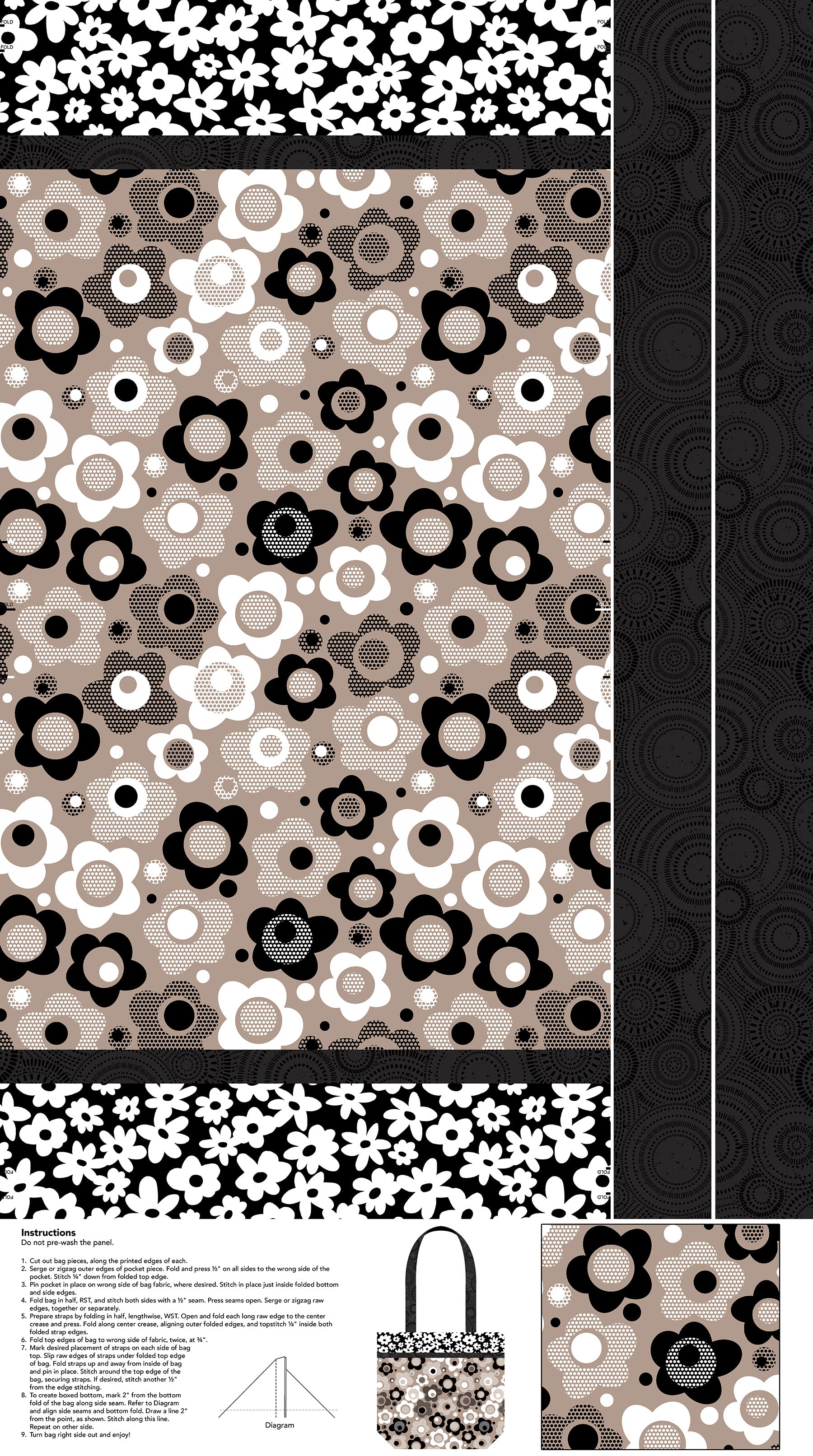 Fabric Northcott Patrick Lose Soho Canvas Tote Panel C10696-35