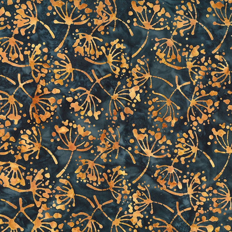 Patterned fabric with gold and blue design