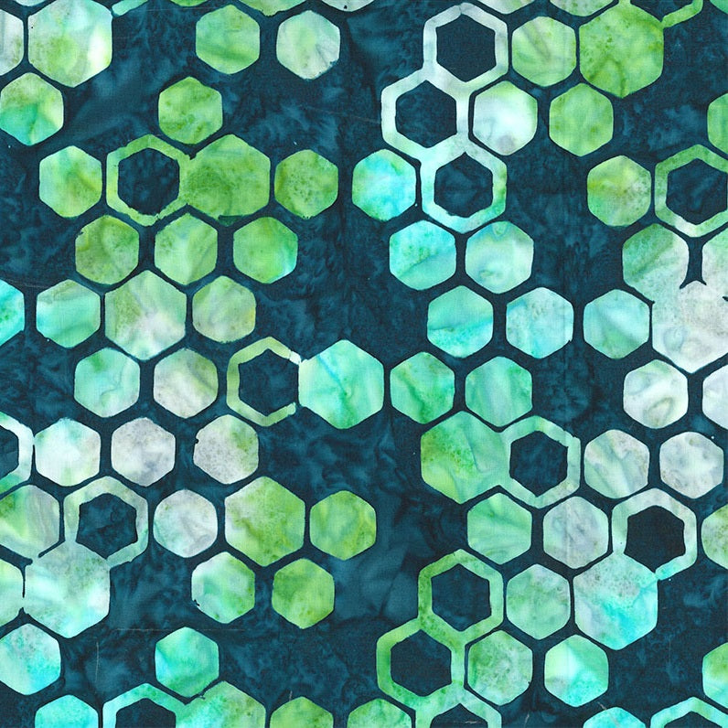 Fabric Northcott Pearl Blue Hexies Abstraction Banyan Batiks by the Quarter Yard 83813-46