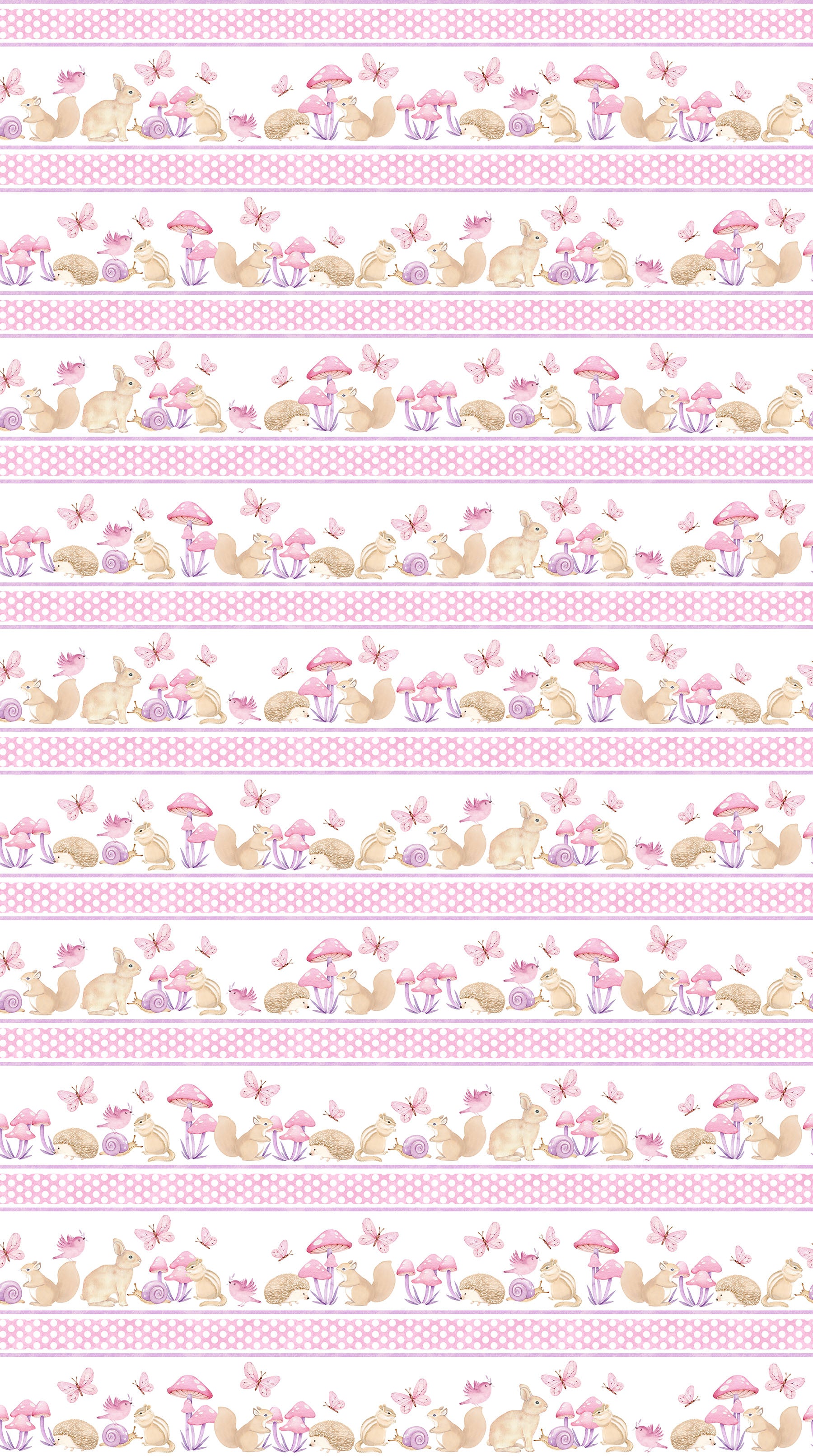 Pattern of cartoon ducks and umbrellas on a pink background