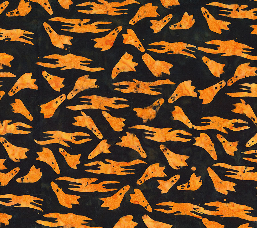 Fabric Northcott Pumpkin Ghosts & Clouds Happy Haunting Banyan Batiks by the Quarter Yard 83710-58