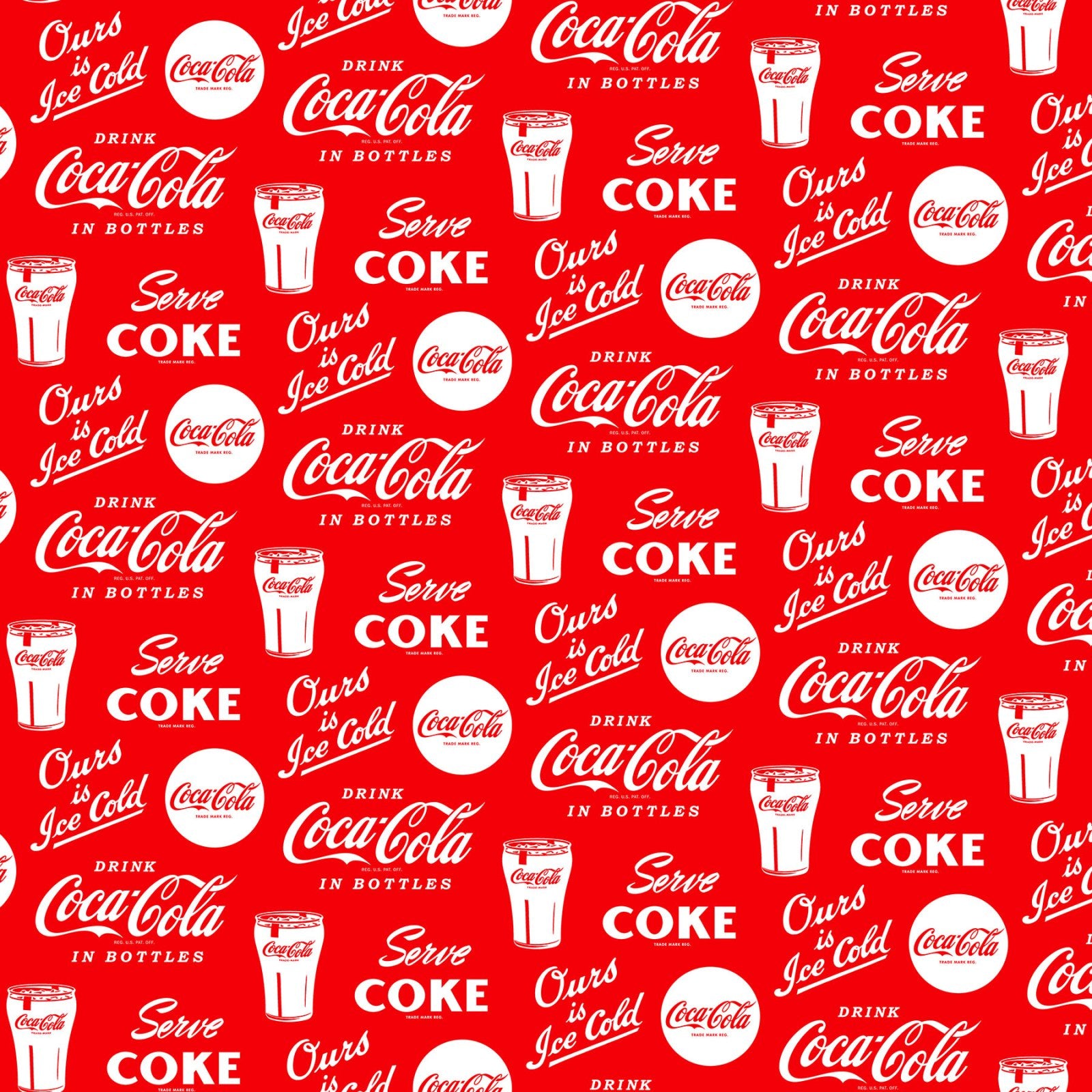 Fabric Northcott Red Coke Coca Cola by the Quarter Yard CC1009-26