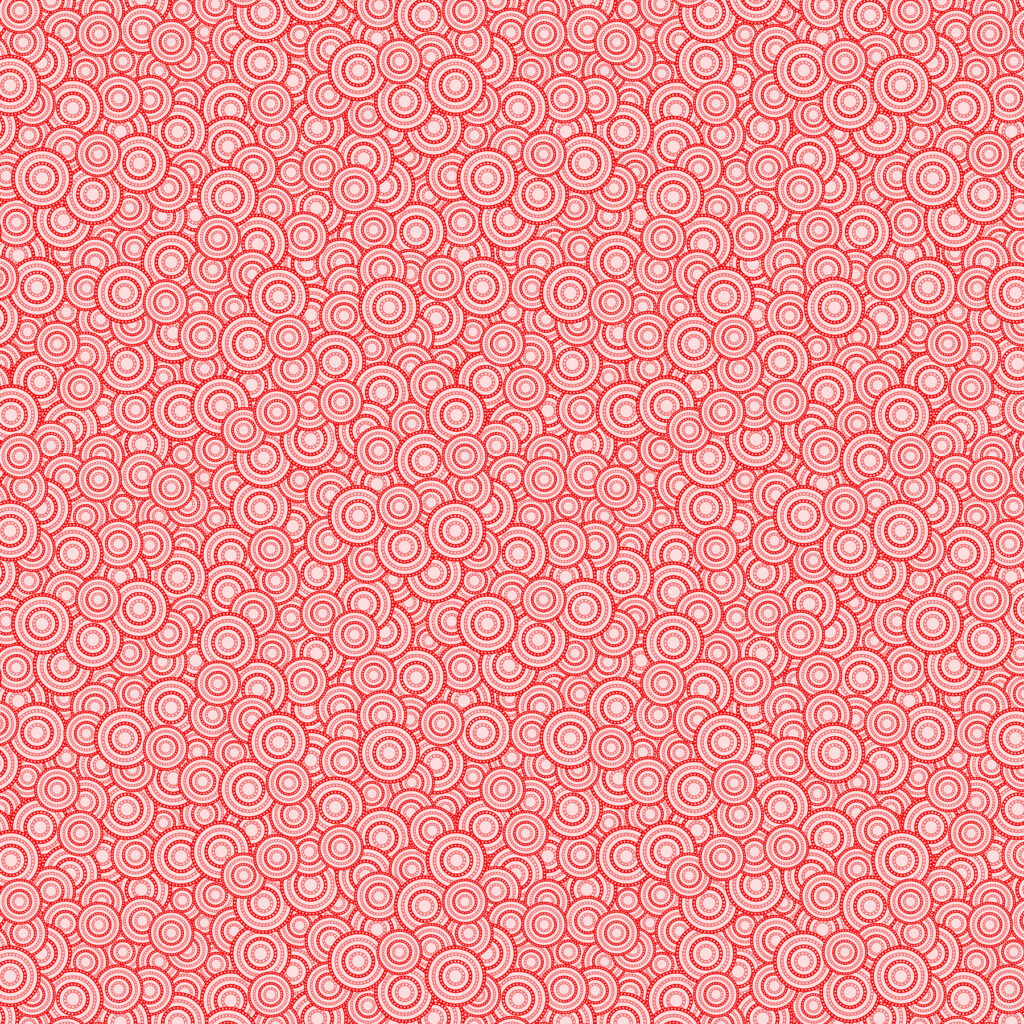 Fabric Northcott Red Dotted Discs Happy Hearts by the Quarter Yard 10671-23