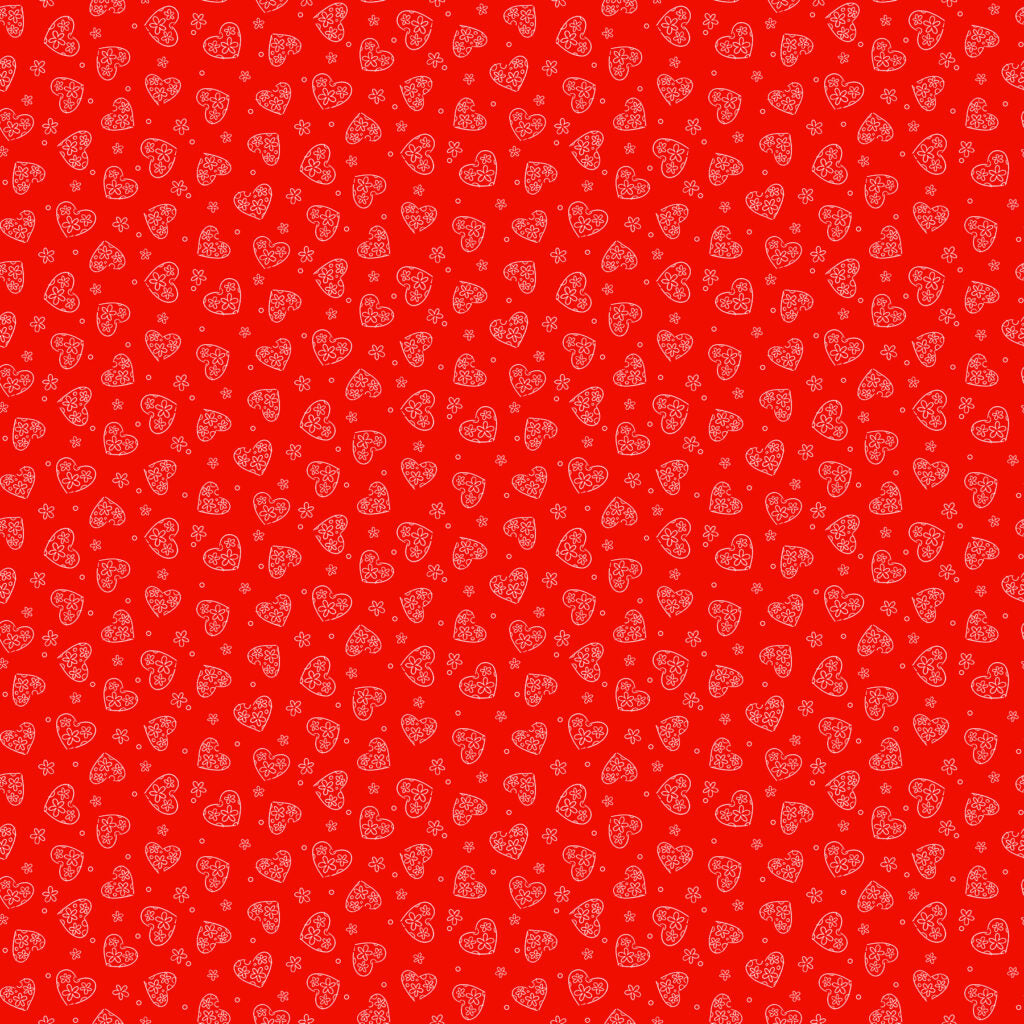 Fabric Northcott Red Flowered Hearts Happy Hearts by the Quarter Yard 10674-25