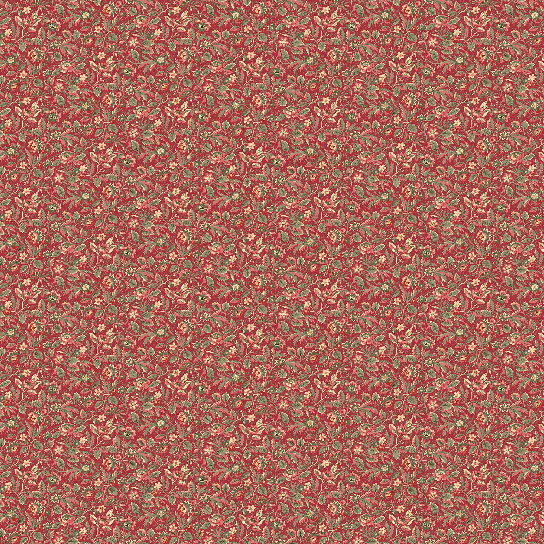 Fabric Northcott Red Packed Floral Manoir Antiques Road Show by the Quarter Yard 28971-24