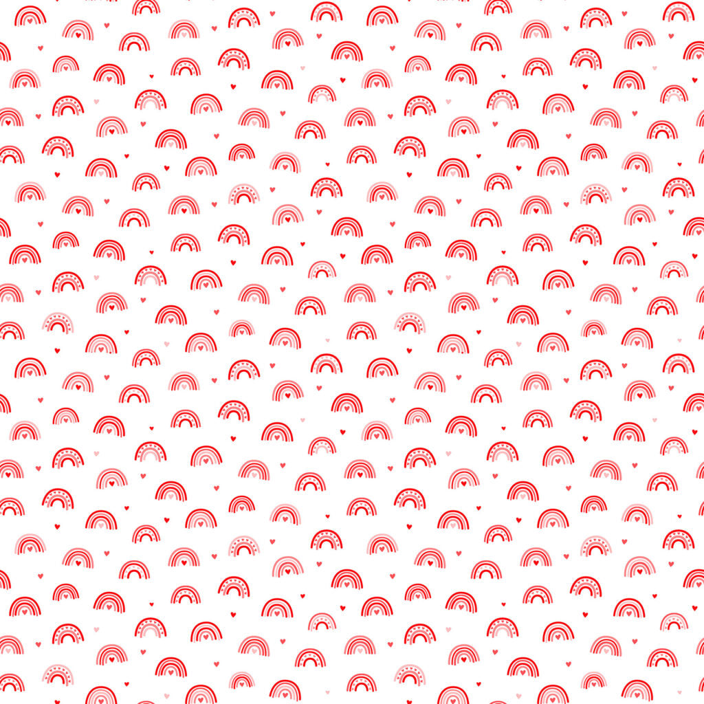 Fabric Northcott Red Rainbows Happy Hearts by the Quarter Yard 10676-10