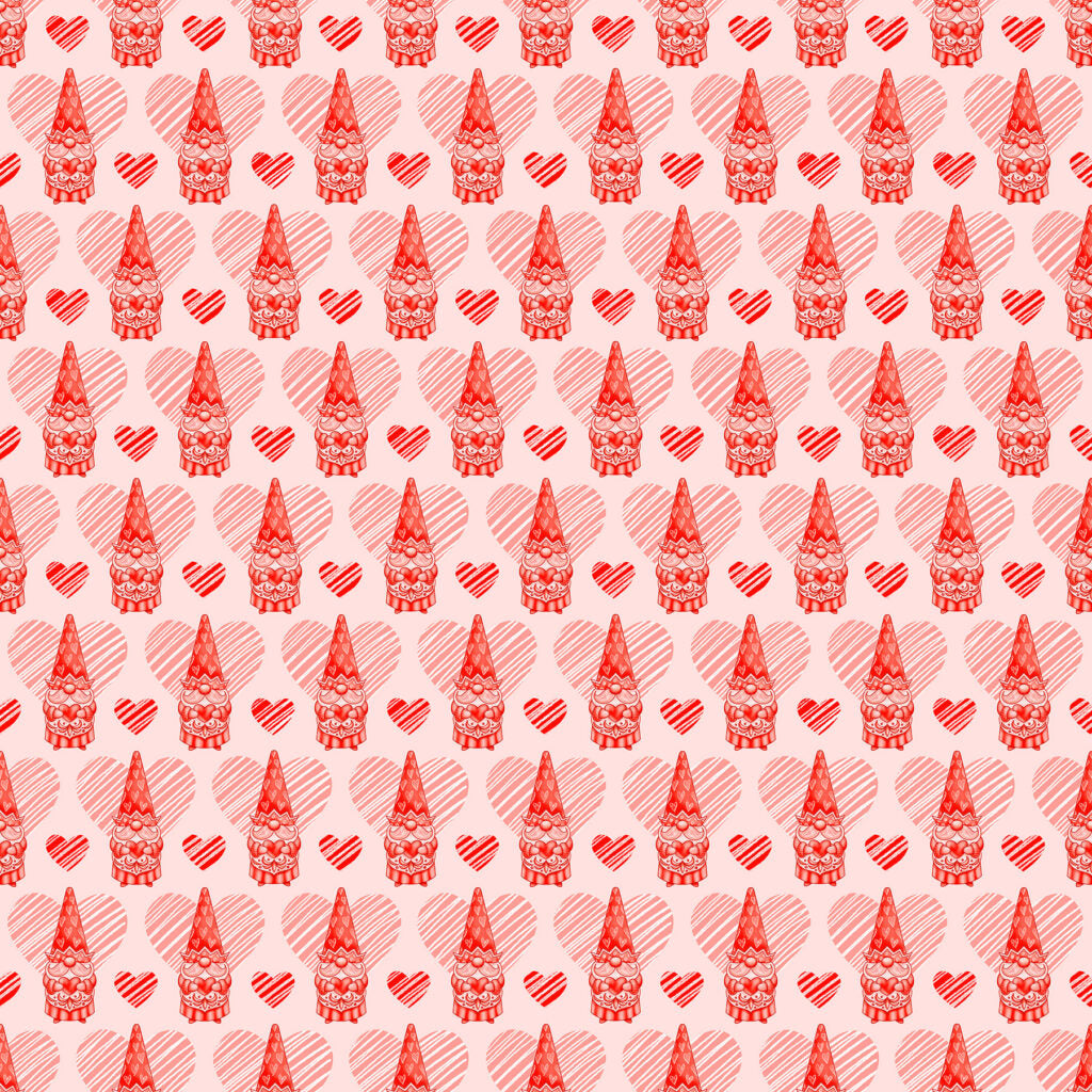 Fabric Northcott Red Valentine Gnome Happy Hearts by the Quarter Yard 10670-23