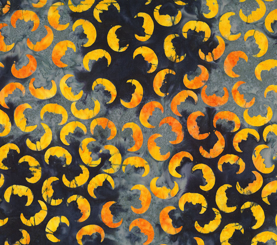 Fabric Northcott Tangerine Moon Happy Haunting Banyan Batiks by the Quarter Yard 83708-56