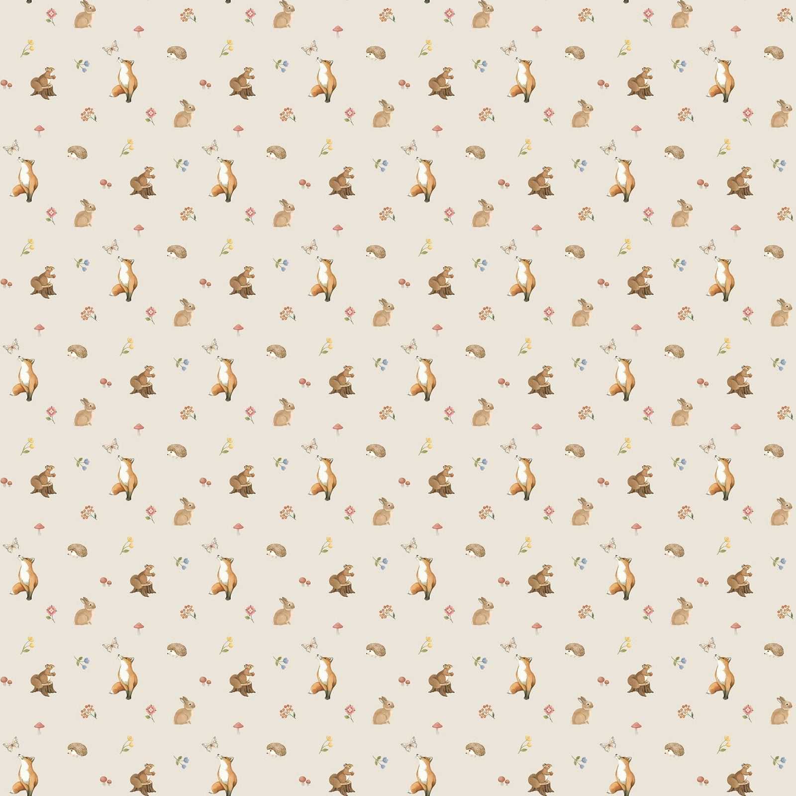 Fabric Northcott Taupe Animals Woodland Heart by the Quarter Yard DP28723-12