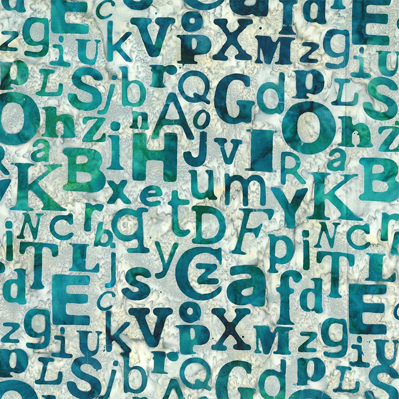 Fabric Northcott Teal Alpha Abstraction Banyan Batiks by the Quarter Yard 83810-63