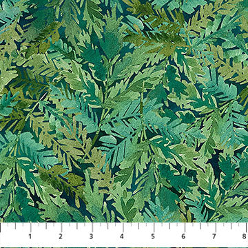 Fabric Northcott Teal Packed Ferns Luscious by the Quarter Yard DP28752-69