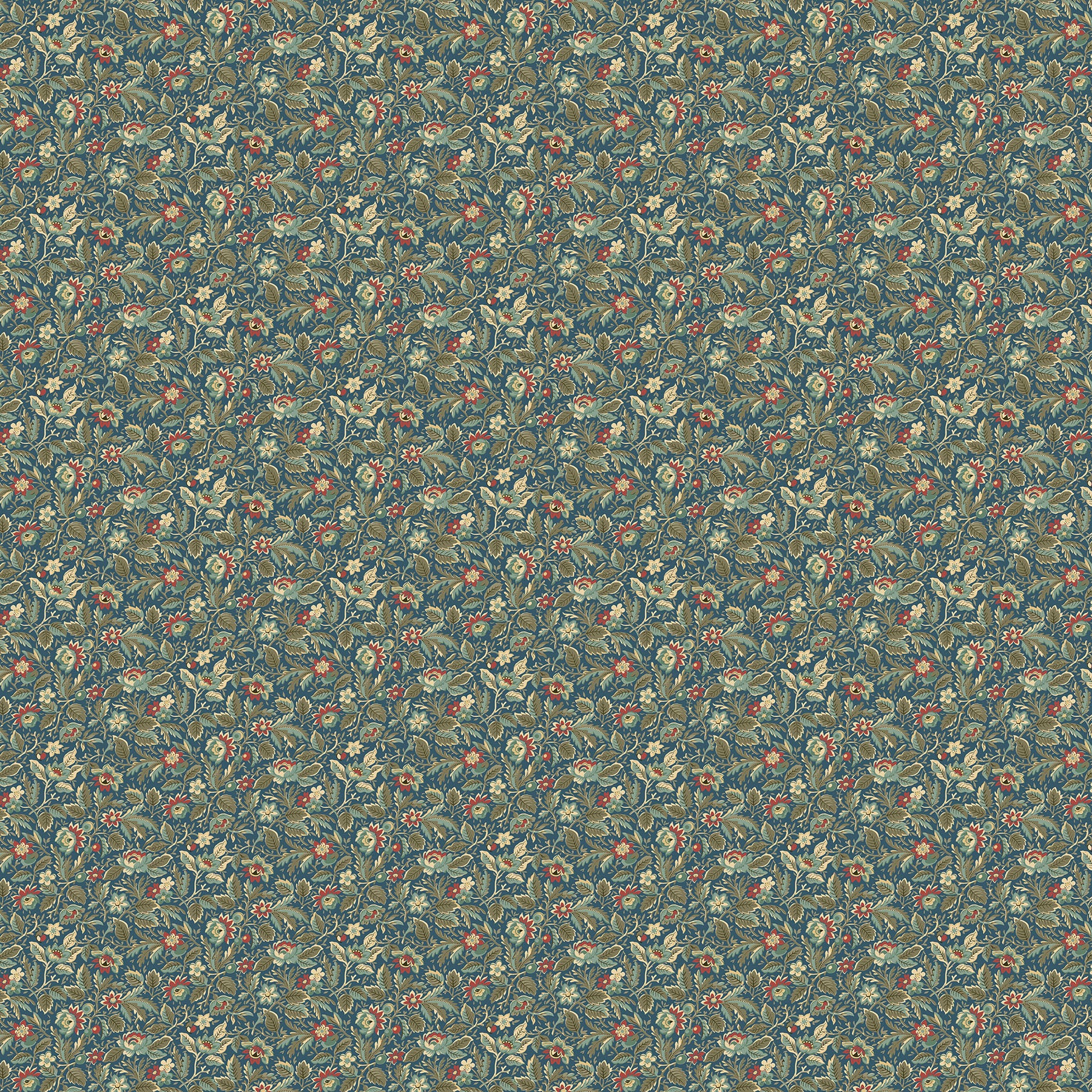 Fabric Northcott Teal Packed Floral Manoir Antiques Road Show by the Quarter Yard 28971-68