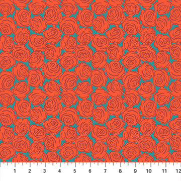 Fabric Northcott Tomato Rosette Yesterday by the Quarter Yard AMT159-23V