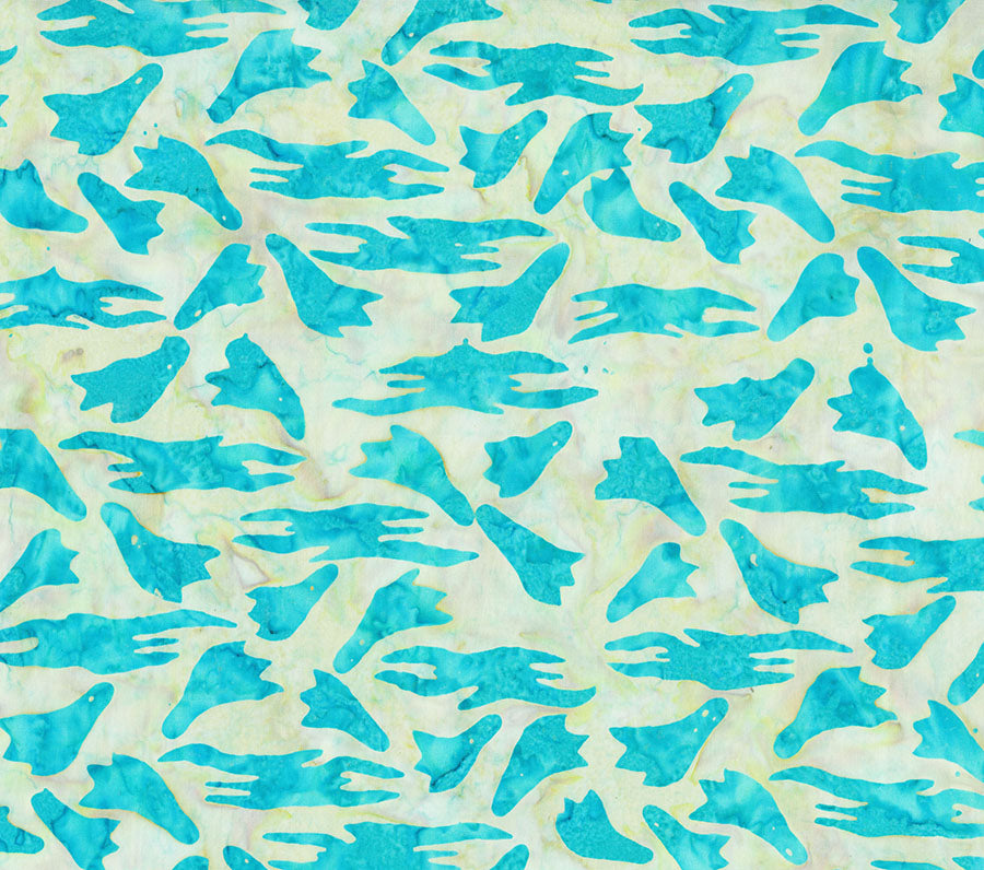Fabric Northcott Turquoise Ghosts & Clouds Happy Haunting Banyan Batiks by the Quarter Yard 83710-62