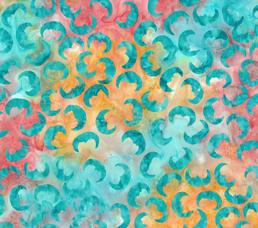 Fabric Northcott Turquoise Moon Happy Haunting Banyan Batiks by the Quarter Yard 83708-62
