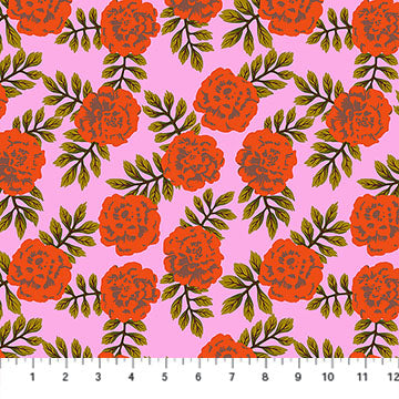 Fabric Northcott Vivid Carnation Yesterday by the Quarter Yard AMT155-23L