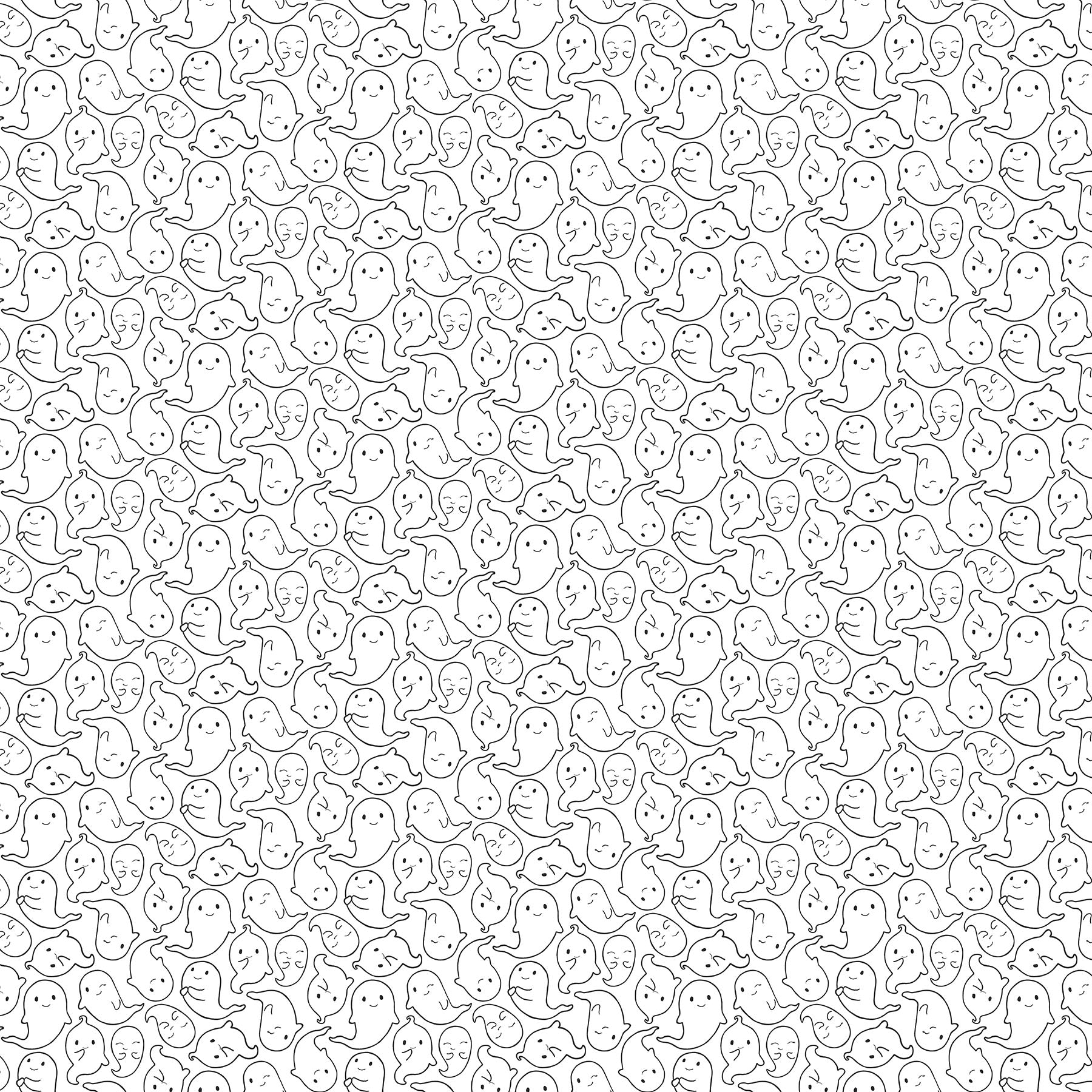 Fabric Northcott White Ghost Outline Ghost Town by the Quarter Yard 28940-10