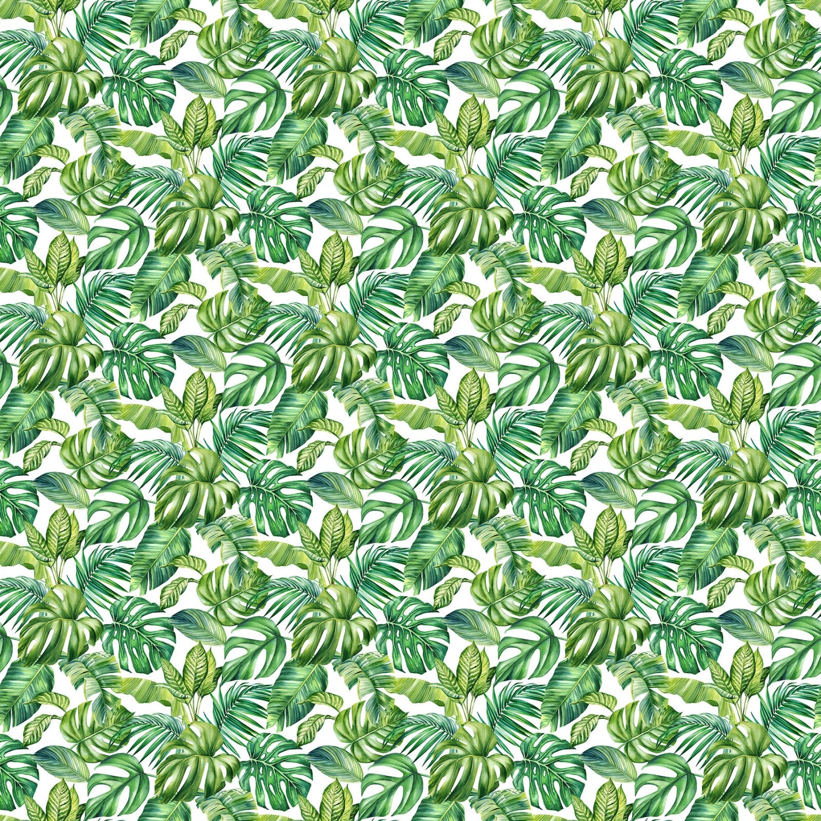 Fabric Northcott White Palm Leaves Coastal Breeze by the Quarter Yard DP28563-10