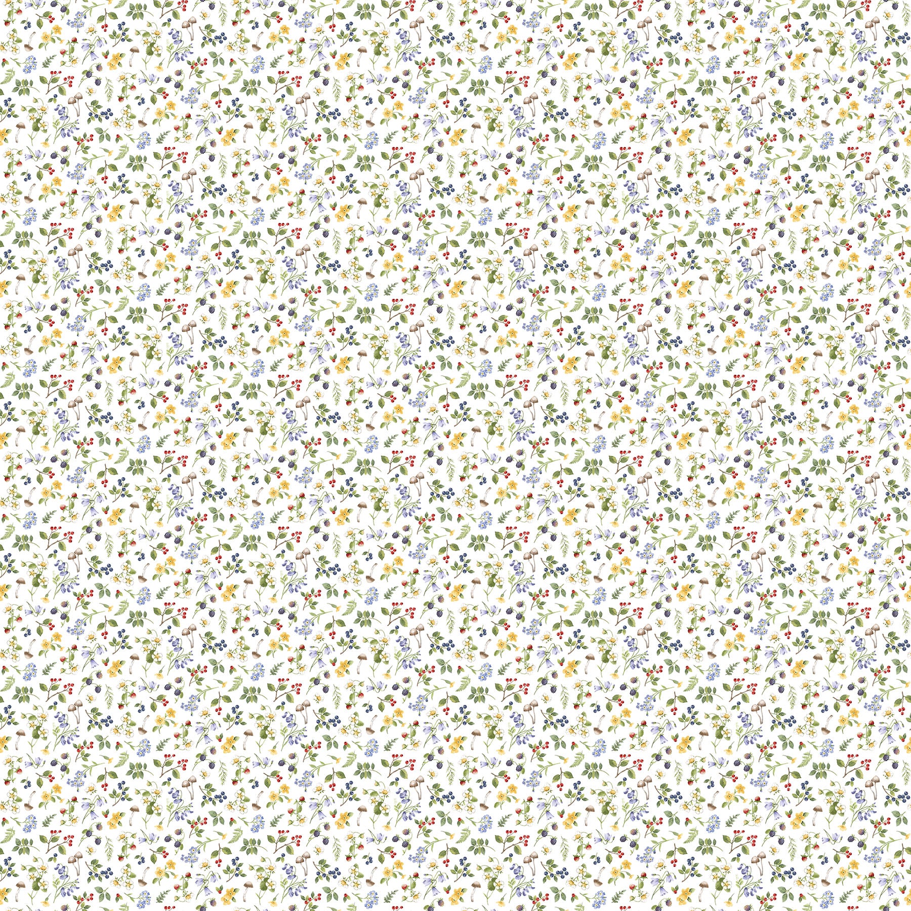 Fabric Northcott White Small Floral Toss Country Mouse by the Quarter Yard DP29010-10