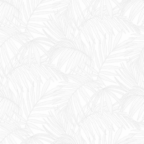 Fabric Northcott White on White Palm Leaves Coastal Breeze by the Quarter Yard 28565-10
