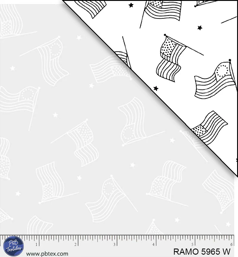 Fabric P & B Textiles American Flag Toss Ramblings for Every Occasion by the Quarter Yard 5965W