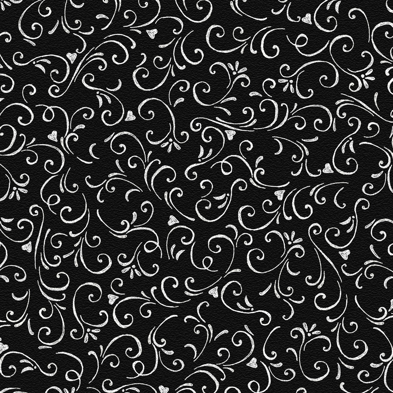 Fabric P & B Textiles Black Chalk Scrolls Morning Treat by the Quarter Yard MTRE6107-K