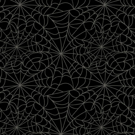 Fabric P & B Textiles Black Spider Web Allover Midnight Masquerade by the Quarter Yard 6264-K