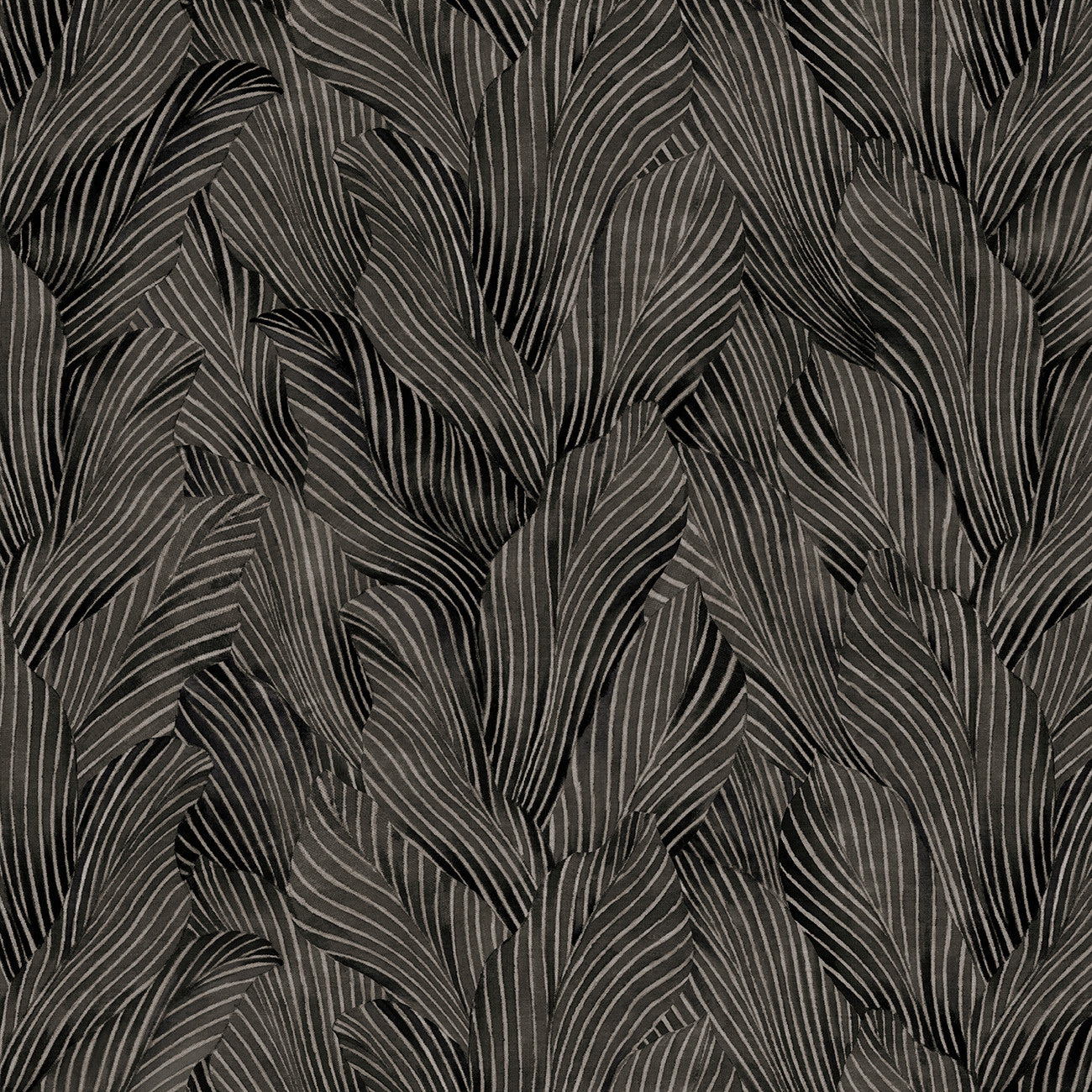 Fabric P & B Textiles Black Tonal Leaves Earth Tones 108" Wide Back by the Quarter Yard EARW05785-K