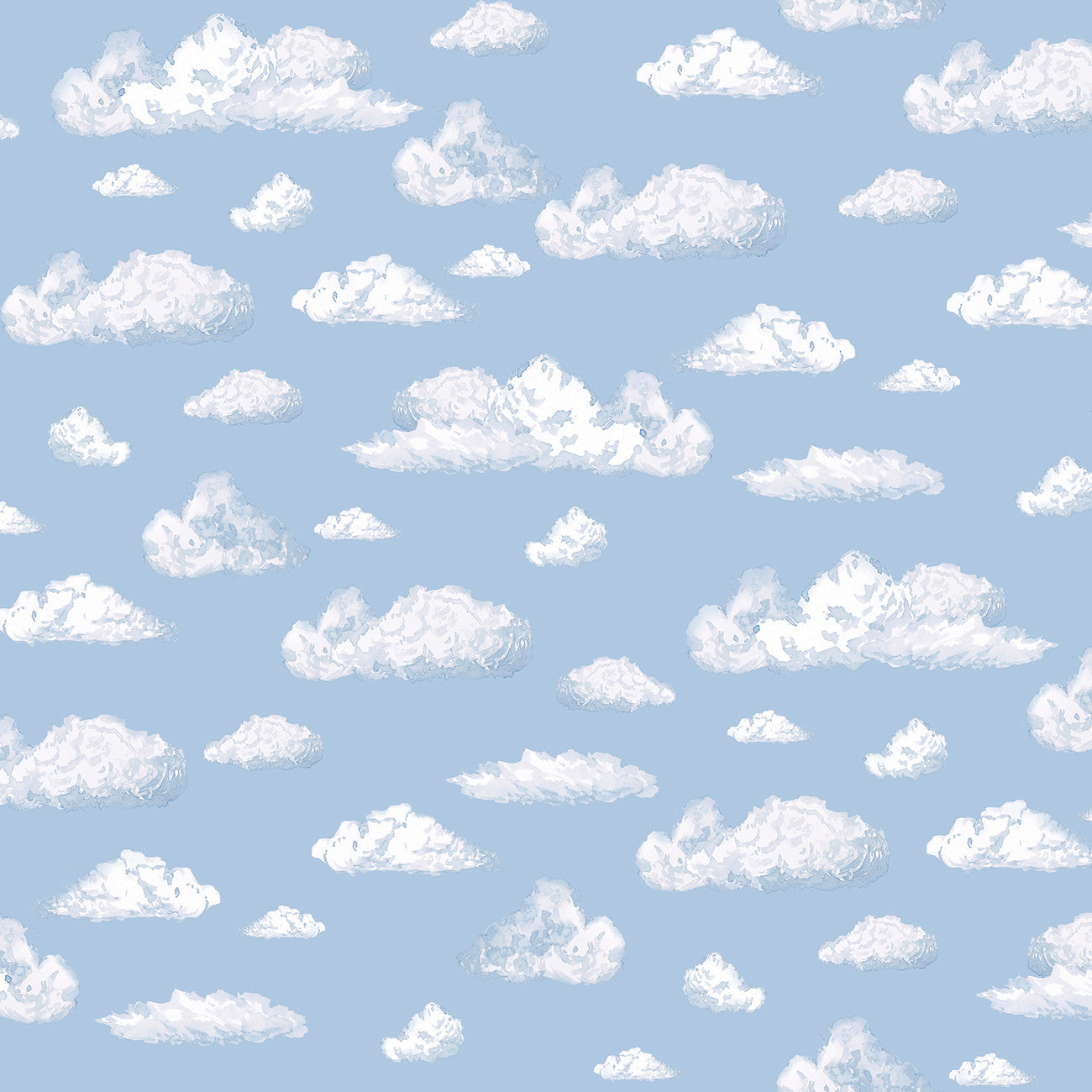 Fabric P & B Textiles Blue Passing Clouds Let's Go On An Adventure by the Quarter Yard LGOA5937-B
