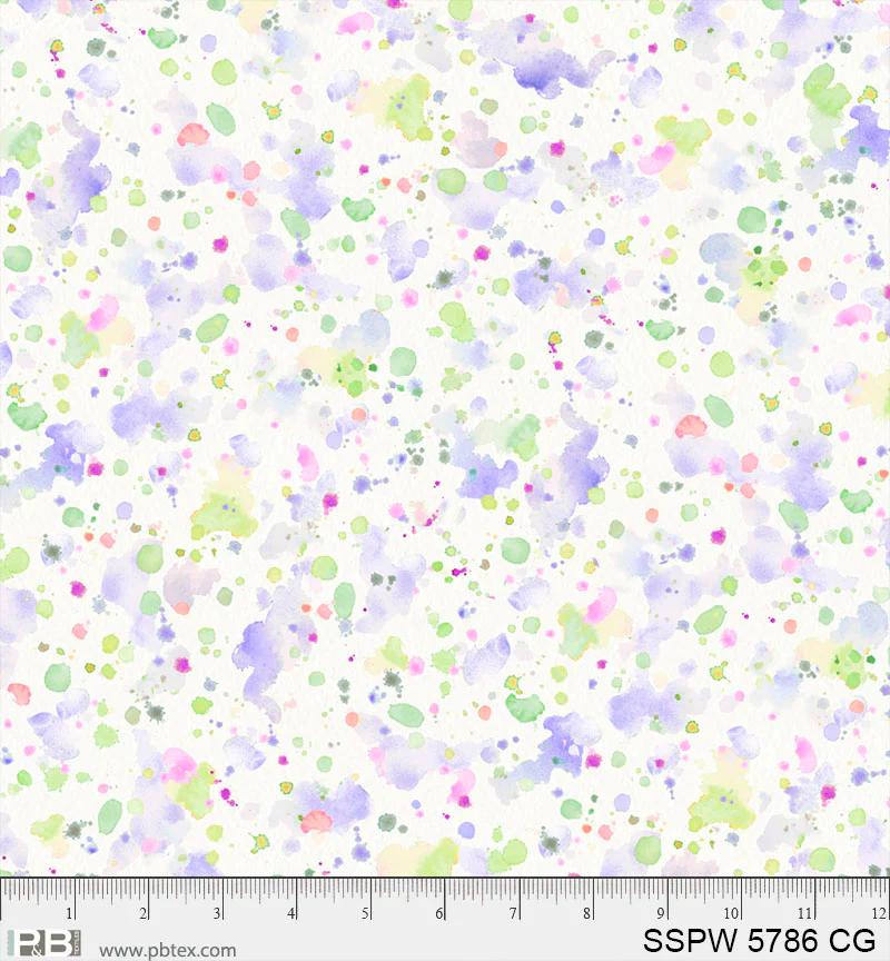 Fabric P & B Textiles Cerise/Green Sally's Speckles 108" Wide Back by the Quarter Yard 5786-CG