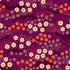 A repeating floral pattern on a deep purple background, featuring white daisy-like flowers with orange centers, orange flowers, and small white geometric star and circle motifs.