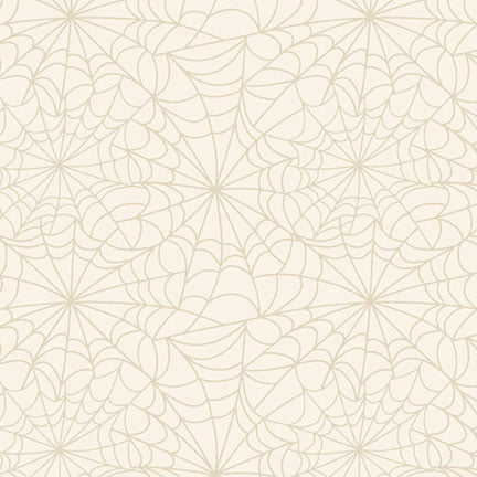 Fabric P & B Textiles Cream Spider Web Allover Midnight Masquerade by the Quarter Yard 6264-E