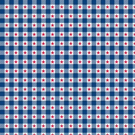 Fabric P & B Textiles Dark Blue Star Plaid Patriotic Minis by the Quarter Yard PMIN6049-DB