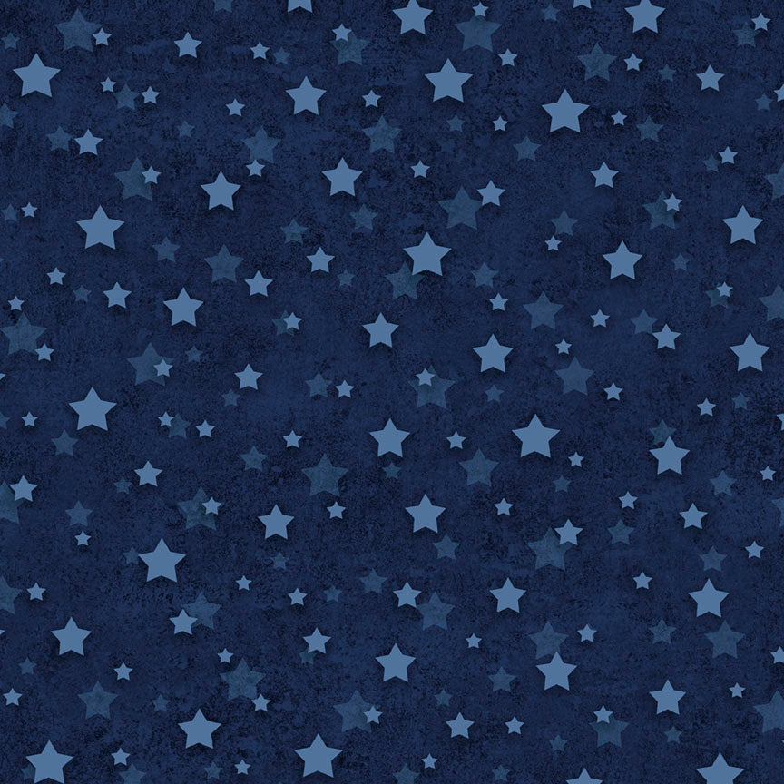 Fabric P & B Textiles Dark Blue Star Spangled 108" Wide Back by the Quarter Yard STSW6170-DB