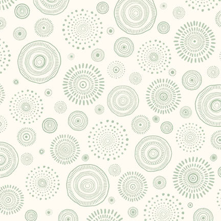 Fabric P & B Textiles Eggshell Tossed Geo Wheels Mini Menagerie by the Quarter Yard MMEN6121-EG