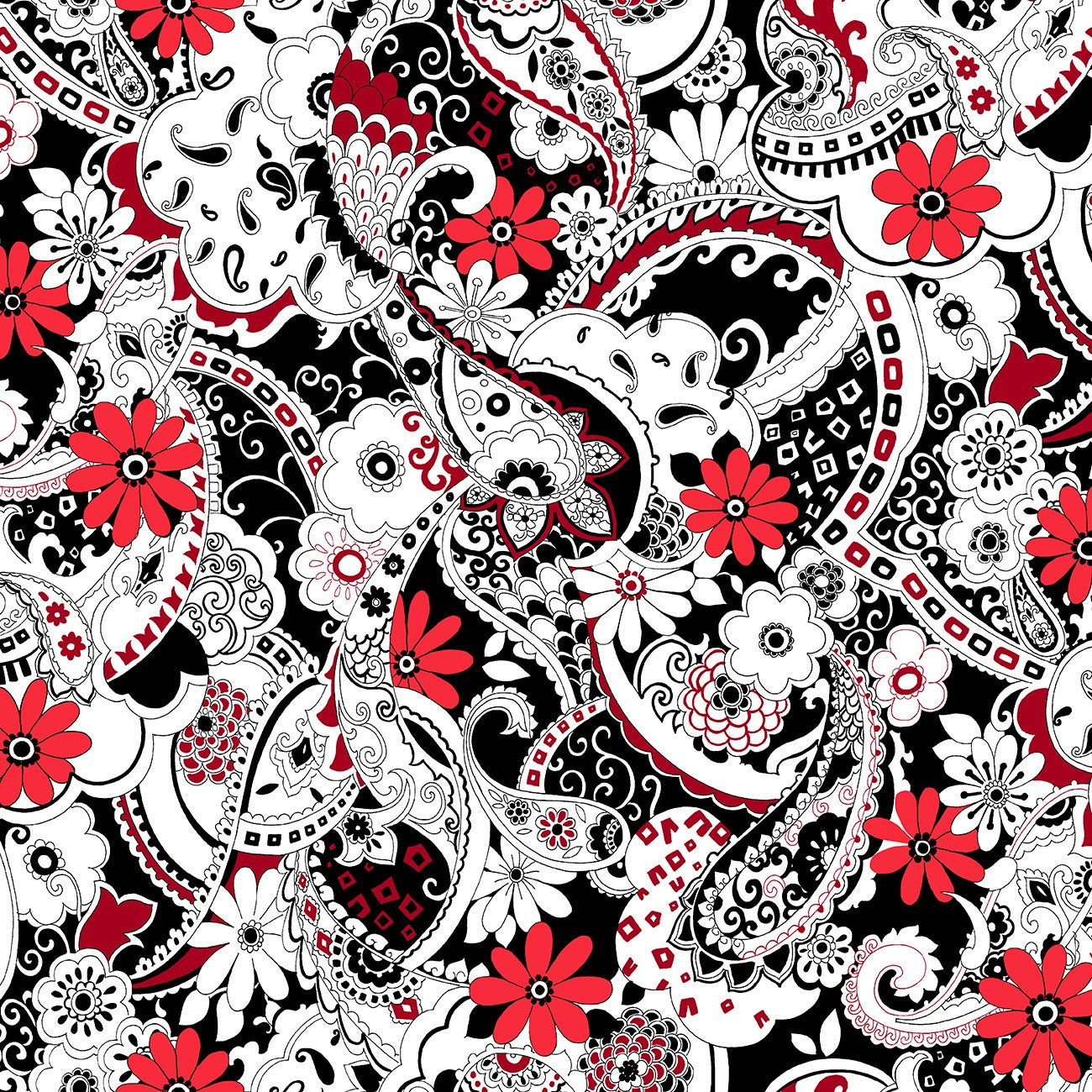 Fabric P & B Textiles Floral Paisley Allover Crimson Royale by the Quarter Yard CROY6065-MU