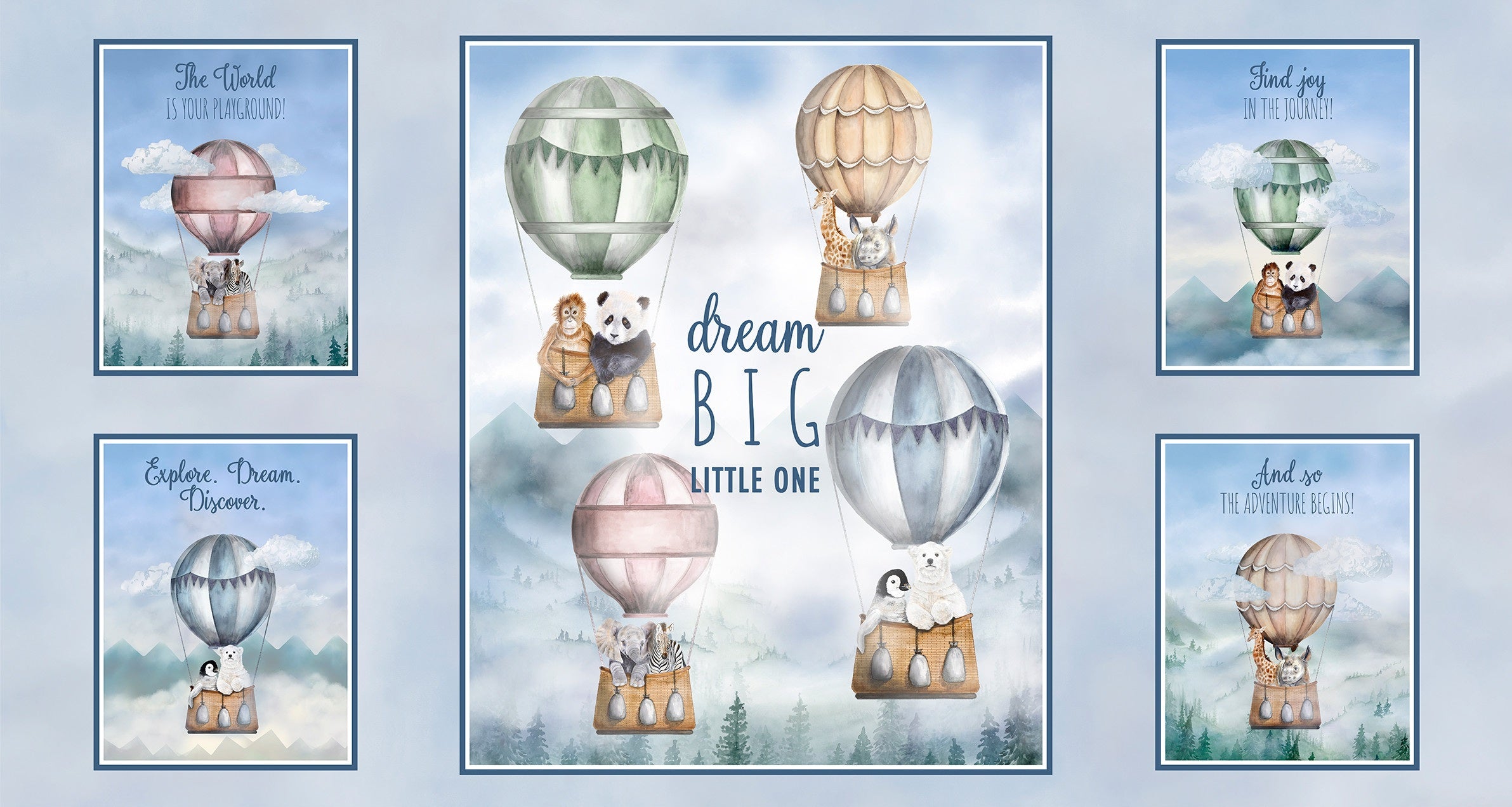 Fabric P & B Textiles Let's Go On An Adventure Quilting Panel LGOA-5933-PA