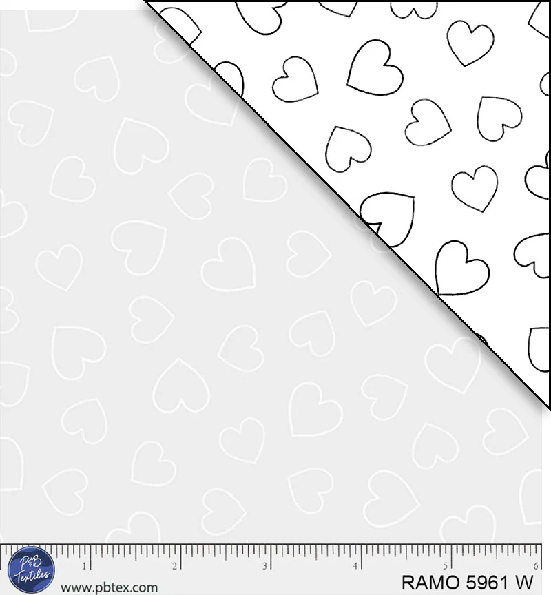 Fabric P & B Textiles Linear Hearts Ramblings for Every Occasion by the Quarter Yard 5961W